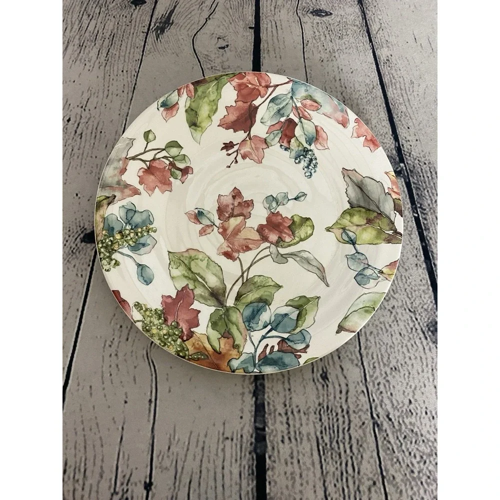 Pier 1 Waterbury Leaves Salad Plate Ironstone Fall Colors 8-7/8